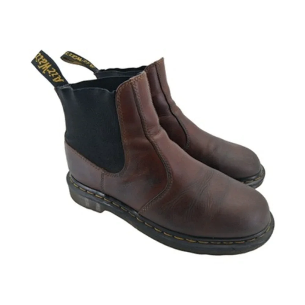 Dr Martens Hardy Chelsea Boots Mens Size 8 Brown Leather Pull On Ankle Casual